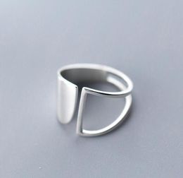 100 Authentic REAL925 Sterling Silver Fine Jewelry Geometric Hollow Plain Long Ring thumb Wider GTLJ14898646513