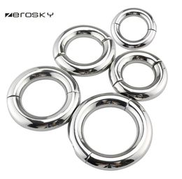 Zerosky Male Penis Rings Ball Stretcher Weight Steel Ball Stretching Weights Enhancer Penis Ring Sex Toys for Adult Y181103029310743