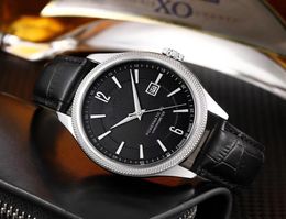 Top brand brown black leather fashion men stainless steel automatic luxury calendar watches sports montre homme men039s women r8766117