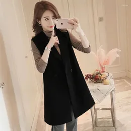 Women's Vests 2024 Women Fashion Spring Autumn Single Button Waistcoat Female Office Lady Sleeveless Jackets Ladies Long Loose Suit Vest