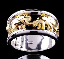 Ywospx 2021 Bohemian Male Gold and Silver Colour Elephant Rings for Men Wedding Ring Commitment Anillos Bijoux6710296