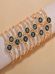 Birth Jewelry Constellations 12 Zodiac Signs Charm Bracelets for Women Men Birthday Gift Cubic Zircon Zodiac Bracelet Chain5767777