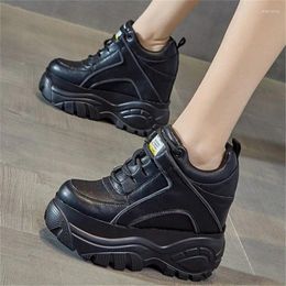 Boots Ankle Women's Genuine Leather Fashion Sneakers Platform Wedge High Heels Oxfords Chunky Creepers Party Pumps Round Toe