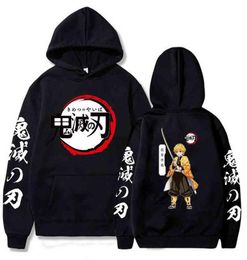 Hoodie Anime Kimetsu No Yaiba Zenitsu Agatsuma Men's Hoodie Streetwear Casual Hoodie Pullover H12074381855