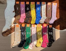 Brand Letter Jacqurd Stockings 15 Colors Elastic Candy Socks Christmas Day Gift for Girls Luxury Hosiery1764286