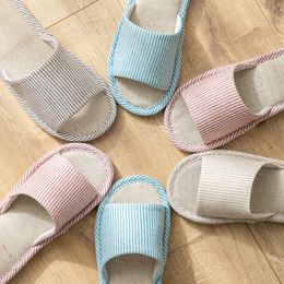 Cotton Linen Home Interior Floor Soft Bottom Women Casual Nonslip Open indoor Toe Slippers 240420