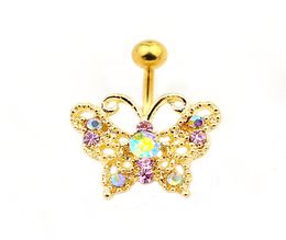 D0685 Mix styles gold Colour nice butterfly style belly ring with piercing body jewlery navel9945508