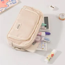 Creative Fashion Pencil Case For Kids Boy Girl Simplicity Solid Color Bag High Capacity Stationery Storage School