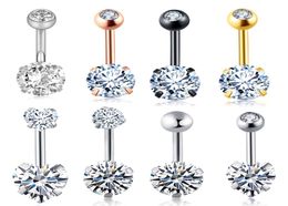 20PCS Belly Button Rings 14G Stainless Steel Crystal Women Girls Navel Ring Tragus Barbell Body Piercing Jewelry 14G3108012