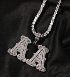 New Design Men Women Custom Name Ice Out Bling CZ Letter Necklace Jewellery with 3mm 24inch Rope Chain2473051