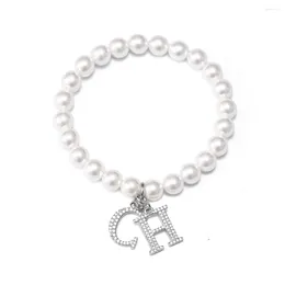 Link Bracelets CILMI HARVILL CHHC Women's Bracelet WHITE Pearl Pendant Sparkling Elastic 6cm Inner Diameter Gift Box Packaging