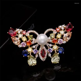 Brooches Donia Jewellery High-grade Butterfly Brooch Women's Coat Fashion Elegant With Zircon Accessories Cardigan Pin