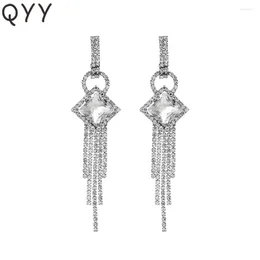 Dangle Earrings Fashion Simple Long Drop Wedding Women Jewellery Holiday Gifts Tassel Alloy Crystal