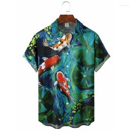 Men's Casual Shirts 2024 Funny Turtle Printed Hawaiian Button Shirt Clothing Summer Beach Short Sleeved Lapel