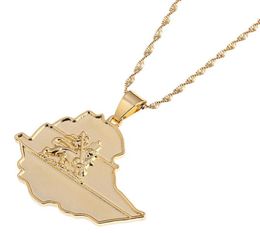 Gold Plated Enamel Map of Ethiopian Lion Pendant Necklace Africa Gold Chain Necklace Map Jewelry9249341