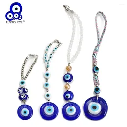 Keychains Lucky Eye Handmade Crystal Beads Wall Hanging Glass Blue Turkish Evil Pendant Decoration For Home Living Room Car BE384