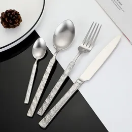 Dinnerware Sets 4pcs Set Stainless Steel Steak Knife Fork Coffee Spoon Teaspoon Flatware Dishwasher Safe Kitchen Tablewar