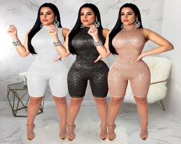 Women Sequins Jumpsuit Bling Strapless Sleeveless Bandage Romper 2019 New Sexy Night Club Costumes Party Overall Playsuit Outfits 6627388