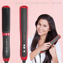 Electric Hair Straightener Brushes AntiScald Straight Curling DualUse Bangs Straightening Splint Inner Buckle Irons Fast Heat 240423