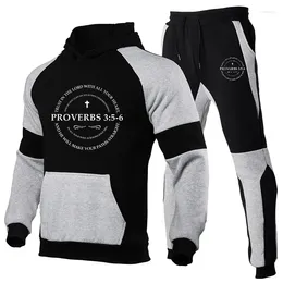 Men's Tracksuits 2024 Patch Faith Cross Hoodie Two-piece Set For Men And Women Autumn Winter Fashion Warm Sportswear Pants