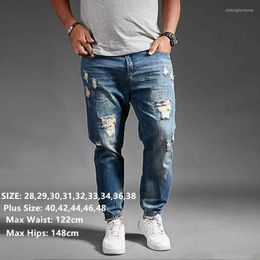 Men's Jeans Mens Jeans Ripped for Men Blue Black Denim Mens Jean Homme Harem Hip Hop Plus Size Trousers 44 46 48 Uomo Fashions Jogger Pantsmgzv