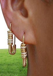2021 New Design Slider Moving Round Spacer Beads Pave White CZ Safety Pin Earring For Women Fashion7781771