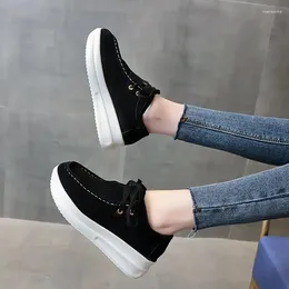 Casual Shoes For Women 2024 Fashion Sneakers Thick-soled Loafers Lace Up Wedge Heel Zapatos De Mujer