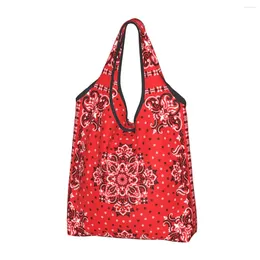 Storage Bags Reusable Pisley Bandana Print Shopping Bag Women Tote Portable Bohemian Style Groceries Shopper