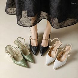 Dress Shoes Elegant Ladies High Heels Pointed Toe Slingbacks Sandals Stiletto Versatile Pumps Female Ankle Strap Party Banquet