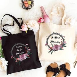 Shopping Bags Girls EVJF Team Bride Shoulder Bag Bachelorette Hen Bridal Wedding Party French Woman Single Farewell Tote