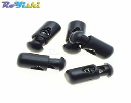 200pcslot Plastic Barrel Spring Cord Locks Stoppers Toggle Clips Black 21mm8mm5901135