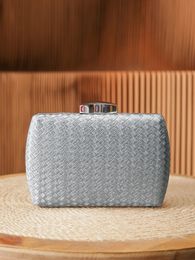 Fashion Glitter Woven Pattern Clutch Bag Trendy Dinner Womens Elegant Evening Banquet Wedding Purse 240426