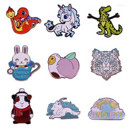 Brooches Cute Small Animal Metal Enamel Pin Funny Elf Cartoon Anime Lapel Brooch Denim Jacket Backpack Badge Decoration Children Gifts