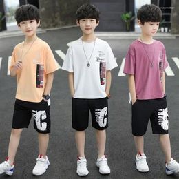 Clothing Sets Boys Summer Fashion Cotton Short Suits 4 6 8 10 12 Years Korean Style T-shirts Shorts Pants 2pcs Children Clothes