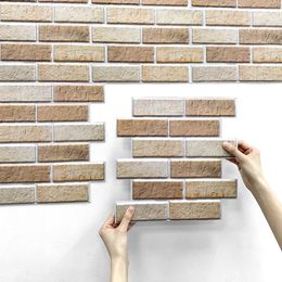 3D Wall Sticker Selfadhesive Faux Brick Panel Peel and Stick Tile Backsplash for Kitchen Bedroom Waterproof 240429