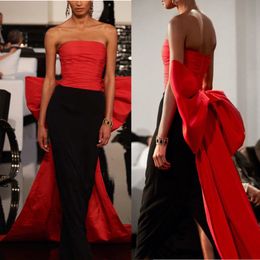 Strapless Sheath Celebrity Dresses Long Prom Dress Crepe Formal Party Gown with Train