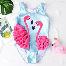Citgeett Summer Flamingo Kid bebê menina de uma peça de biquíni roupas de banho de banheira roupas de traje de praia de banho 240430