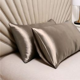 Summer Pure Color Silk Mulberry Silk Pillowcase Ice Silk Silky Pillowcase Cool Silk Satin Pillow Case Pillowcase 240420