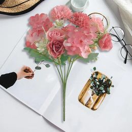 Decorative Flowers Fake Decorations Elegant Artificial Rose Flower Bouquet For Home Office Table Centerpiece Realistic Faux Wedding