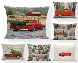 Pillow Case Christmas Pillow Covers Xmas Tree Throw Pillow Case Red Car Printing Case Sofa Couch Cushion Cover Christmas Decoratio4067022