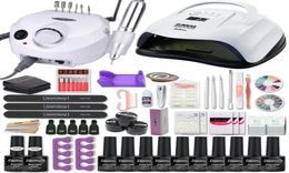 Nail Art Kits Manicure Set Acrylic With 1208054W Lamp 35000RPM Drill Machine Choose Gel Polish Tools9440569