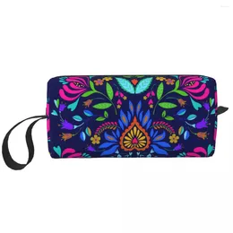 Storage Bags Folk Mexican Vacation Art Travel Toiletry Bag For Colourful Textile Embroidery Makeup Cosmetic Beauty Dopp Kit