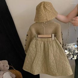 Clothing Sets Children Set Korea Style Girls 2024 Autumn Fashion Turtleneck Sweater And Skirt Princess Two Piece For