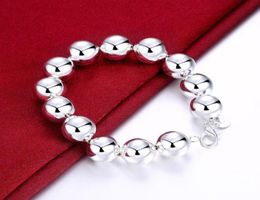 Link For Women Silver 925 Genuine Jewellery 14mm Beads Ball Bracelets Bangles Pulseira Femme Bijoux GiftsLink Chain1439346