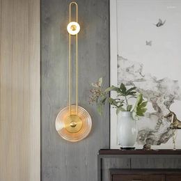 Wall Lamp Modern Luxury Creative Iron Jade Glass LED Coppery Living Room Bedroom Study Lighting Fixtures Drop