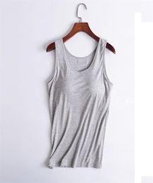 Women039s Tank Tops modal Breathable Clothes Fitness Sexy summer Vest Strap Built In Bra Padded Bra Modal Tank Top Camisole 2106029203