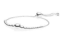 New Real 925 Sterling Silver Bracelet String Of Beads Sliding Adjust Bracelet Bangle Fit European Women Beads Charm Diy Fashion Je7154337