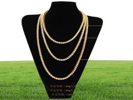 Mens Iced Out Tennis Gold Chain 1 Row Necklaces Fashion Hip Hop Jewellery Necklace 3mm 4mm 5mm5342164