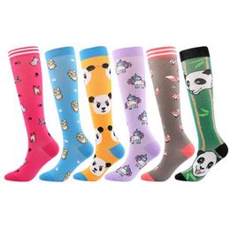Socks Hosiery Cute Compression Stockings Women men Pressure Socks Compress Sports Rainbow Unicorn Dog Cats Pattern Nylon Funny Y240504