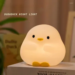 Table Lamps Cute Cartoon Night Light Kids Room Bedside Lamp Atmosphere Silicon Baby Duck Bedroom Decoration Gift Toy